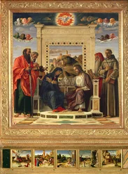 Coronation of the Virgin with SS. Paul, Peter, Jerome and Francis of Assisi with Scenes from the Lives of the Saints in the Predella Panel, Known as the 